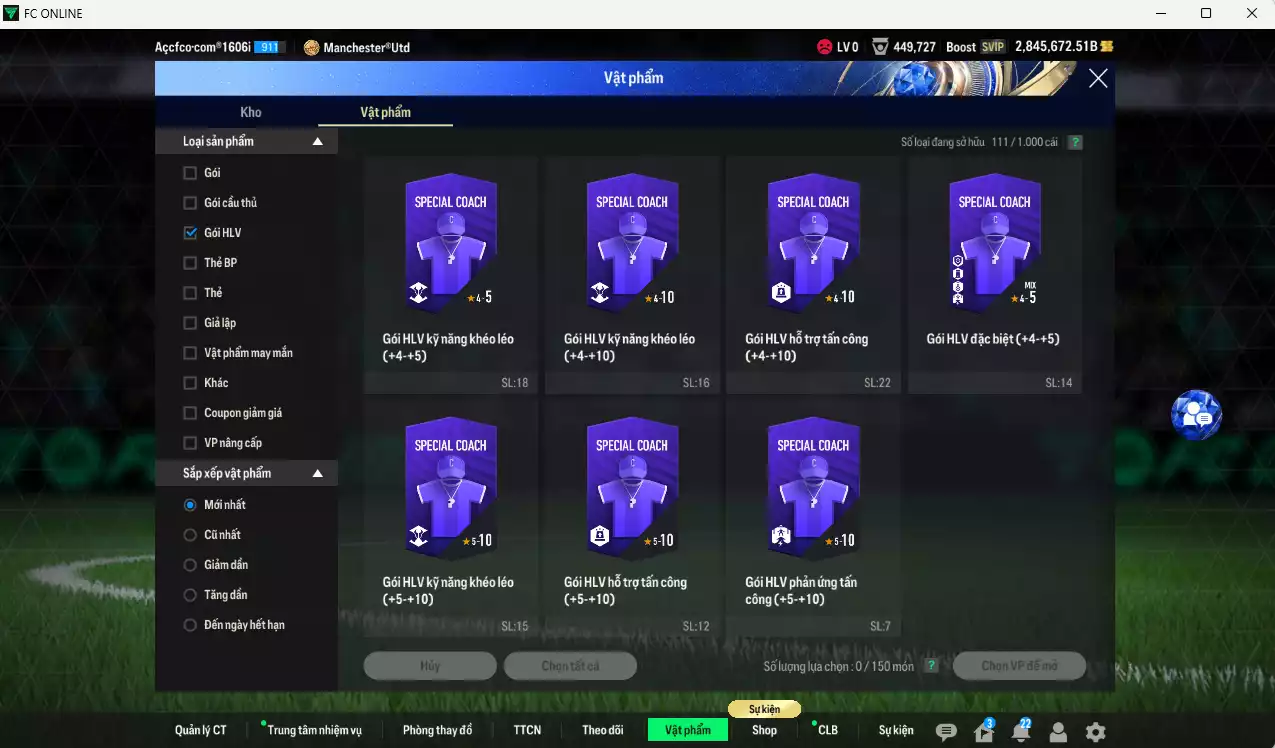 Ảnh ACC 2845672b trắng, có thẻ đổi tên, full miniface, còn nhiều CP GIẢM THUẾ. Đã full đào tạo chiến thuật, dư 180k TC