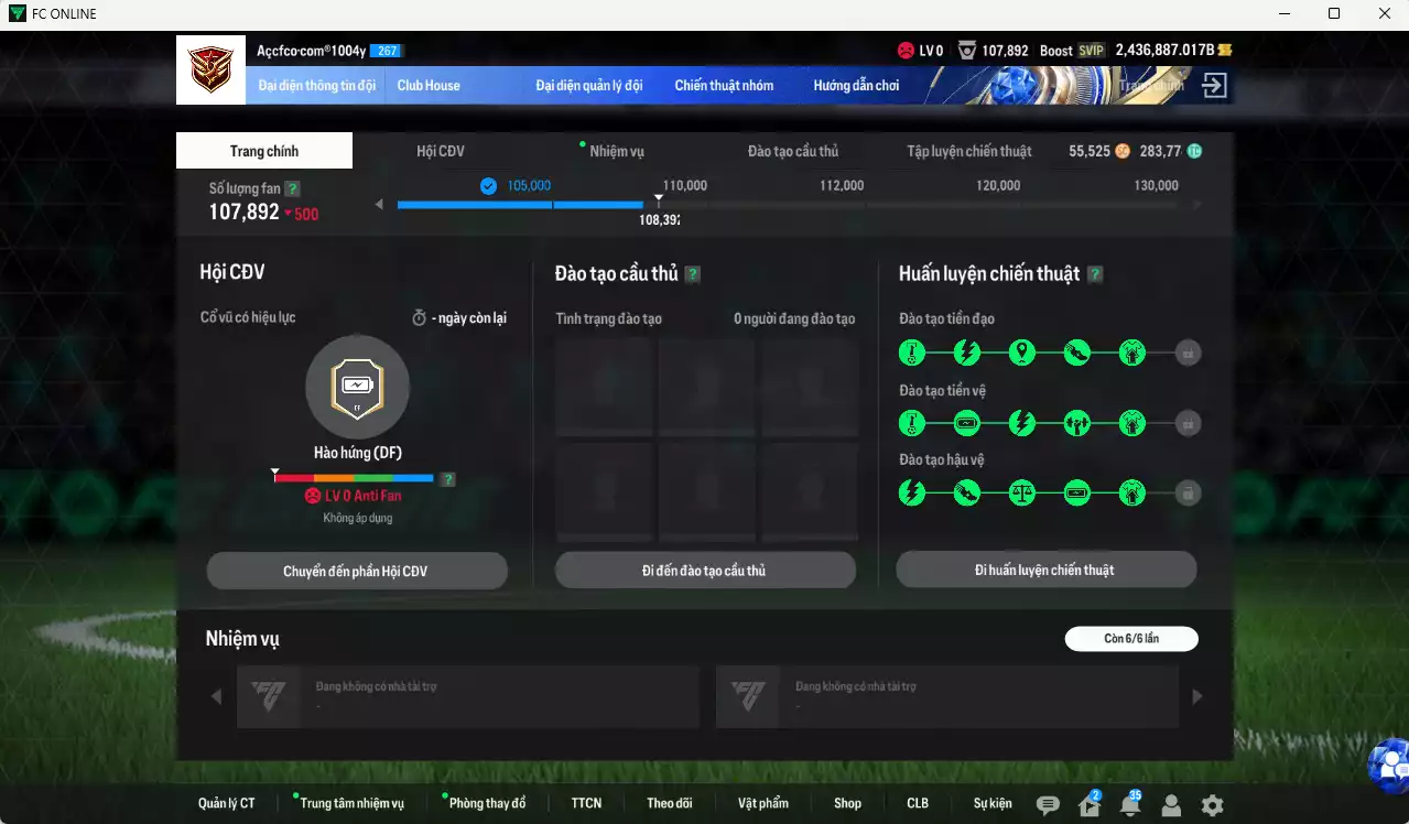 Ảnh ACC 2436887b trắng, có thẻ đổi tên, còn rất nhiều CP GIẢM THUẾ vs Coin TM. HLV Xịn, gần full đào tạo chiến thuật, dư 280k TC