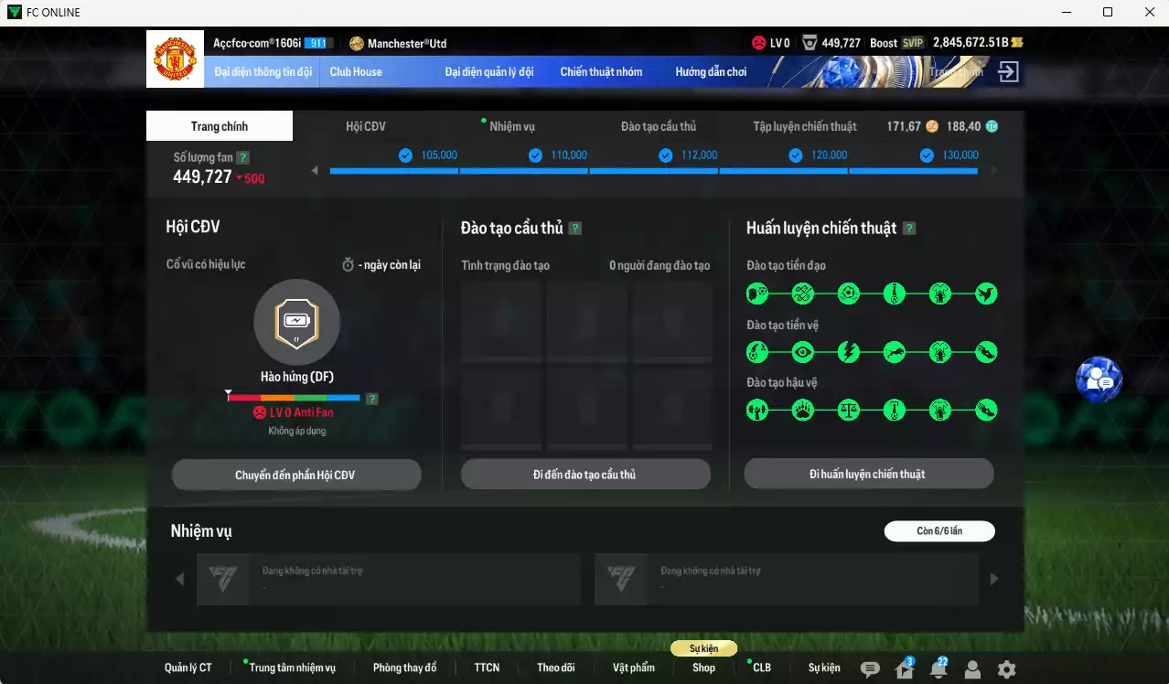Ảnh ACC 2845672b trắng, có thẻ đổi tên, full miniface, còn nhiều CP GIẢM THUẾ. Đã full đào tạo chiến thuật, dư 180k TC