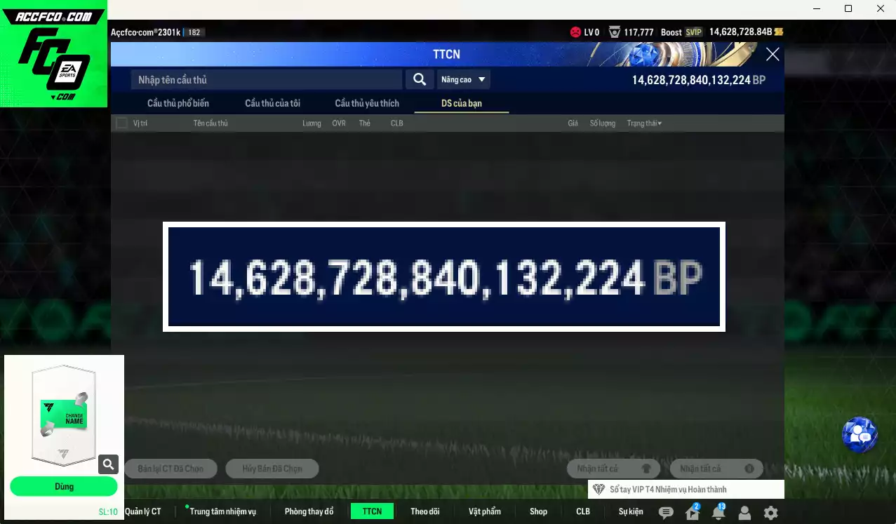 [Tặng 6900FC] ACC 14.628.728b trắng, có thẻ đổi tên, full miniface, còn CP GIẢM THUẾ. HLV Xịn