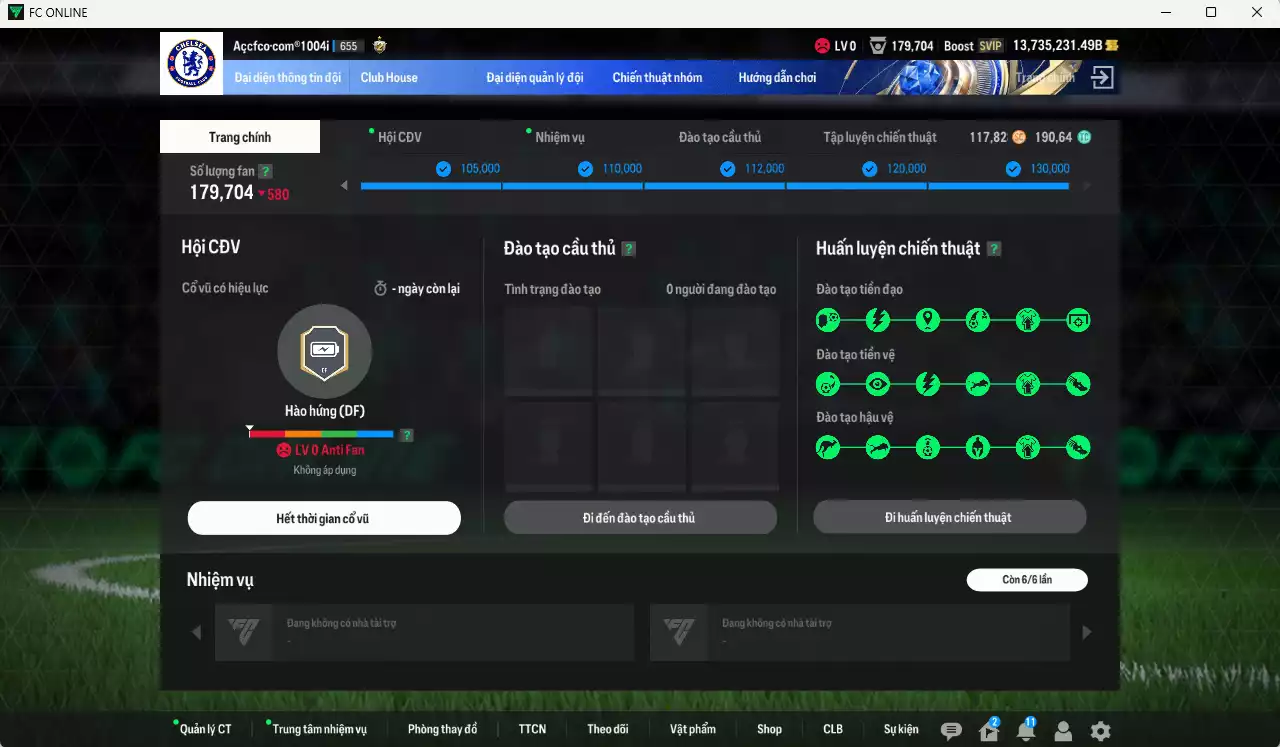 Ảnh [Tặng 2200 FC+MC] ACC 13.735.231b trắng, có thẻ đổi tên, full miniface, còn CP GIẢM THUẾ. HLV Siêu Xịn, đã full đào tạo chiến thuật, dư 190k TC