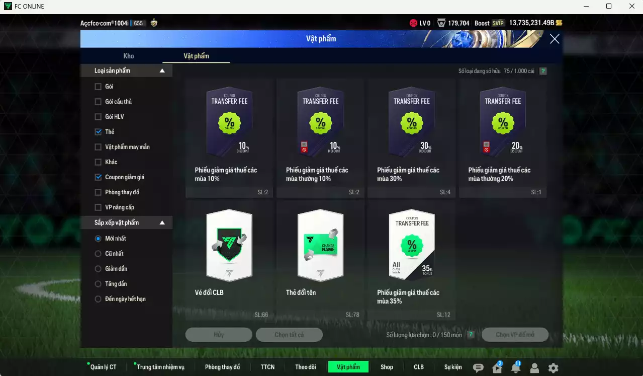 Ảnh [Tặng 2200 FC+MC] ACC 13.735.231b trắng, có thẻ đổi tên, full miniface, còn CP GIẢM THUẾ. HLV Siêu Xịn, đã full đào tạo chiến thuật, dư 190k TC