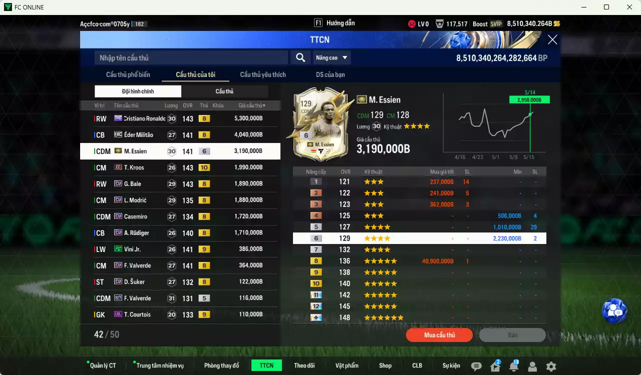 Ảnh [Dư nhiều BP] Real Madrid 23.241.000b dư 8tr5b có CR7 WB+8, Militao FAC, Kroos CC+10, Bale CU, Modric CU, Casemiro CU, Rudiger CU, Essien ITM+6, Vini FC+9, Valverde CU, Suker CU... HLV Xịn, còn nhiều CP GIẢM THUẾ