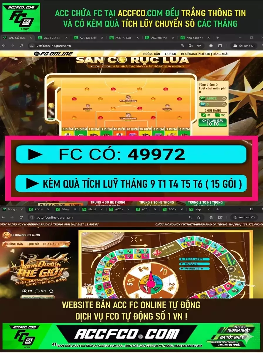 [CTV] ACC chứa 49972 FC trắng thông tin, Quà 🎁 Tích Luỹ Tháng 9 T1 T4 T5 &amp;amp;amp;amp; T6 ( 15 gói )