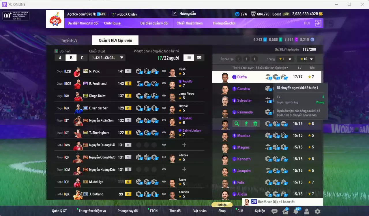 Ảnh Man Utd. 7.032.580b dư 2tr9b có Vidic ITM, Schweinsteiger ITM, CR7 CH+6, Beckham DC+9, Rooney CU, Park CC+10... vs 4 VN PRM. Full miniface, còn nhiều CP GIẢM THUẾ. HLV Xịn, đã đào tạo full chỉ số cầu thủ