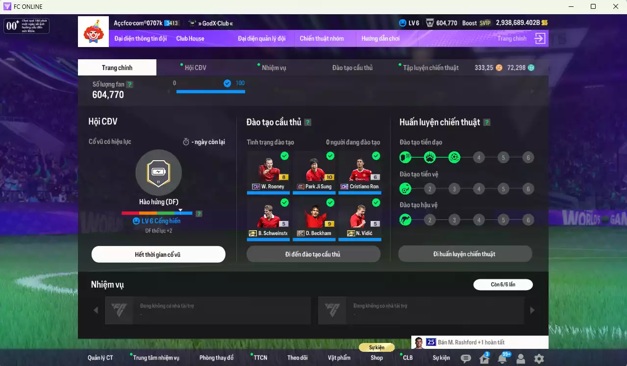 Ảnh Man Utd. 7.032.580b dư 2tr9b có Vidic ITM, Schweinsteiger ITM, CR7 CH+6, Beckham DC+9, Rooney CU, Park CC+10... vs 4 VN PRM. Full miniface, còn nhiều CP GIẢM THUẾ. HLV Xịn, đã đào tạo full chỉ số cầu thủ