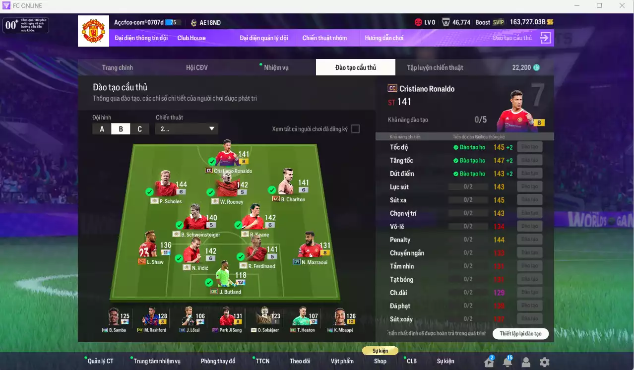 Ảnh Man Utd. 35.225.980b có Rooney ITM, Scholes ITM+6, Vidic ITM+6, Ferdinand ITM, Keane ITM+6, Schweinsteiger ITM,  CR7 CC, Shaw E21+11... Full miniface, còn rất nhiều CP GIẢM THUẾ. HLV Xịn, đã đào tạo full chỉ số cầu thủ