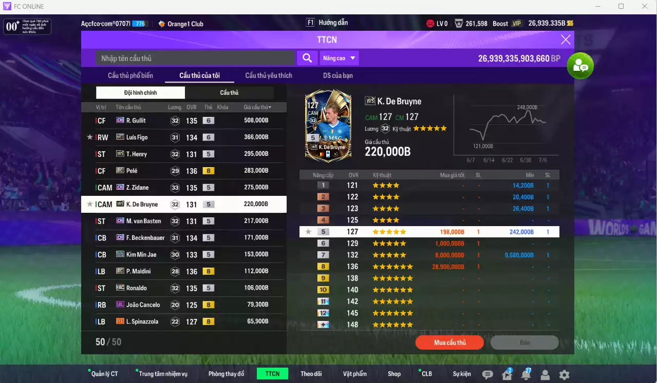 Ảnh Quốc Dân 3.259.950b có Gullit CH+6, Figo No.7+6, Henry WS, Pelé DC, Zidane CH, K. De Bruyne WS, Basten CH... Full miniface. HLV Xịn