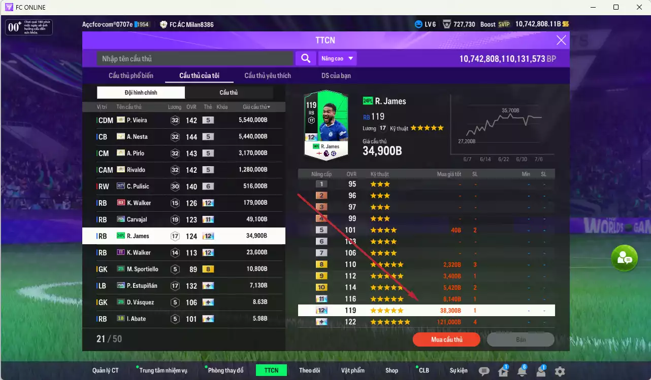Ảnh [ACC Hiếm] AC Milan ITM+5 189.330.540b dư 10tr7b có Ronaldo ITM, Gullit ITM, Maldini ITM, Vieira ITM, Nesta ITM, Pirlo ITM, Rivaldo ITM vs nhiều giảm lương fix BP. Full miniface, còn rất nhiều CP GIẢM THUẾ. HLV Siêu Xịn, đã full đào tạo chiến thuật vs chỉ số cầu thủ, dư 630k TC