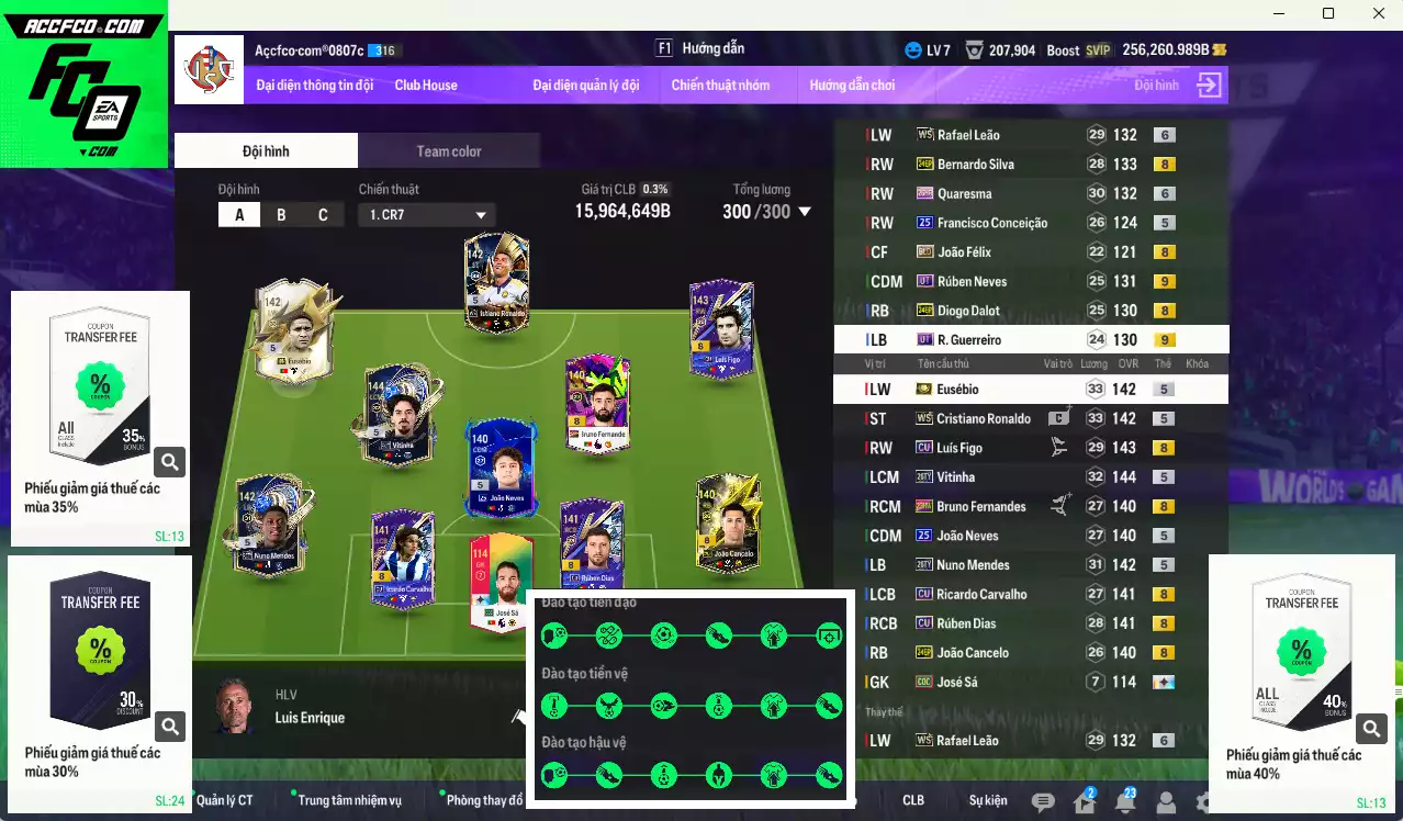 Bồ Đào Nha 15.964.640b có Eusébio ITM, CR7 WS, Vitinha 26TY, Nuno Mendes 26TY, Cancelo EP, Figo CU, João Neves 25UCL... Còn nhiều CP GIẢM THUẾ. HLV Xịn, đã full đào tạo chiến thuật vs chỉ số cầu thủ
