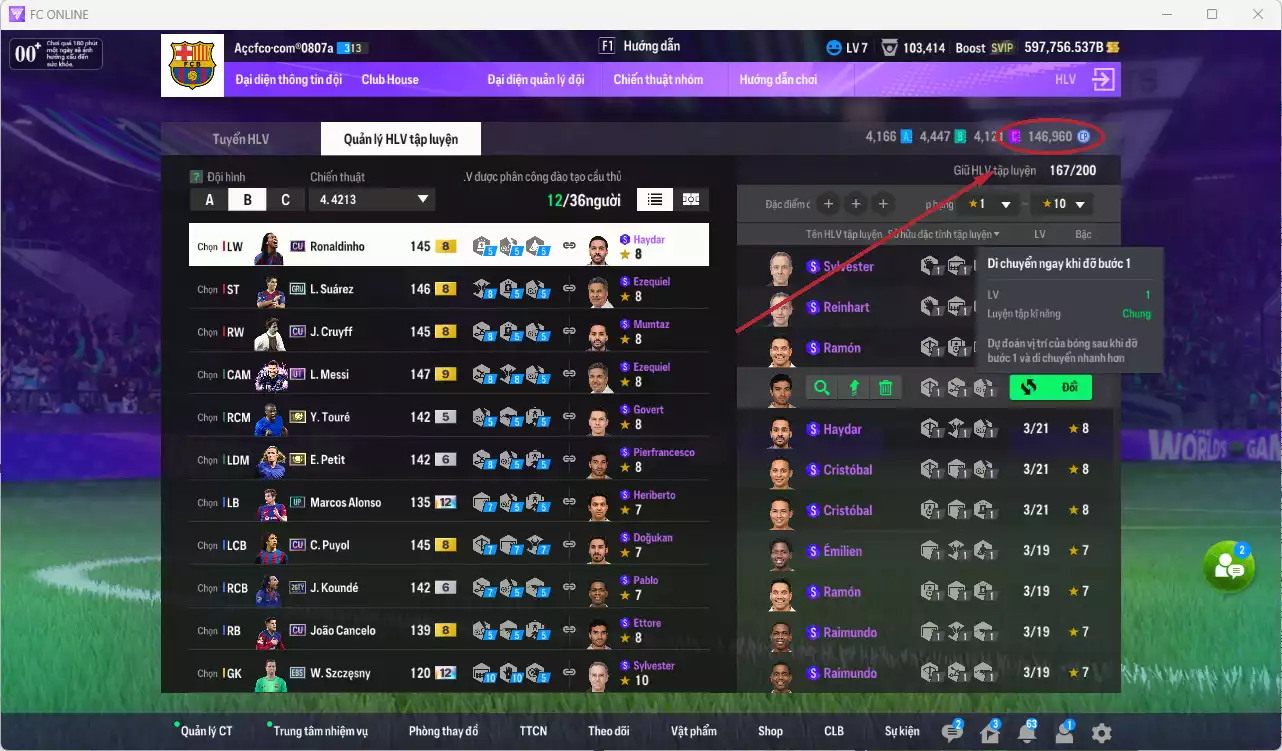 Ảnh Barcelona 29.517.600b có Suárez GRU, Touré ITM, Petit ITM+6, Messi UT+9, Koundé 26TY+6, Ronaldinho CU, Cruyff CU, Puyol CU... Full miniface, còn nhiều CP GIẢM THUẾ. HLV Xịn, đã full đào tạo chỉ số cầu thủ