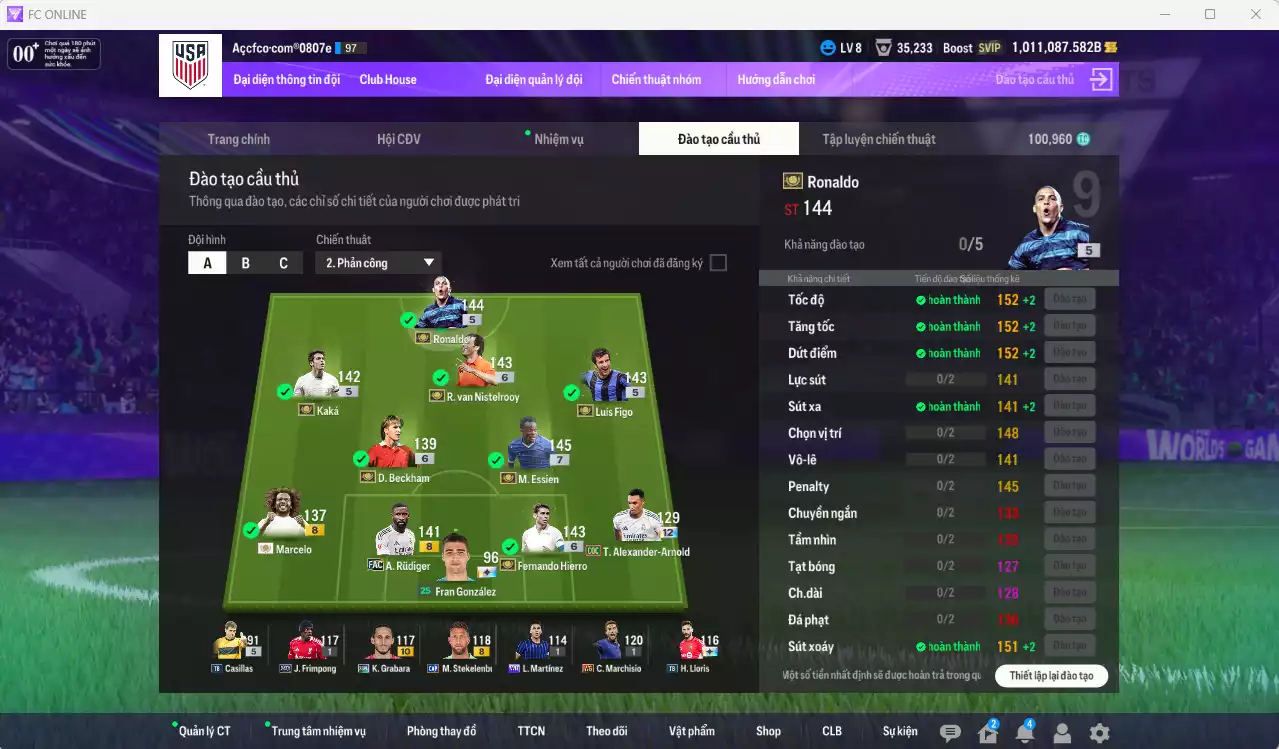 Ảnh [Hạng 884] Real Madrid 195.471.680b có Ronaldo ITM, Beckham ITM+6, Essien ITM+7, Van Gol ITM+6, Rudiger FAC, Figo ITM, Kaká ITM, Marcelo ICON+8, Hierro ITM+6... Còn rất nhiều CP GIẢM THUẾ. HLV Xịn, đã full đào tạo chiến thuật vs chỉ số cầu thủ. VIP KC Tháng 7