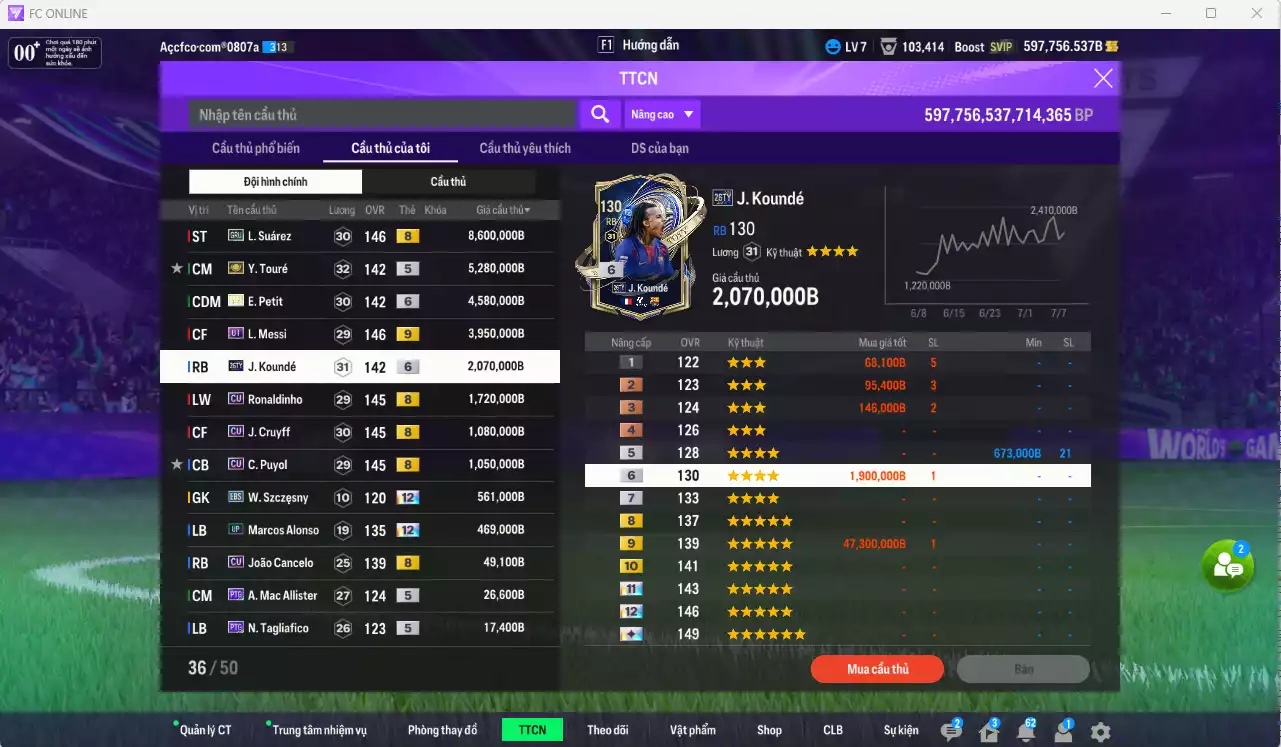 Ảnh Barcelona 29.517.600b có Suárez GRU, Touré ITM, Petit ITM+6, Messi UT+9, Koundé 26TY+6, Ronaldinho CU, Cruyff CU, Puyol CU... Full miniface, còn nhiều CP GIẢM THUẾ. HLV Xịn, đã full đào tạo chỉ số cầu thủ