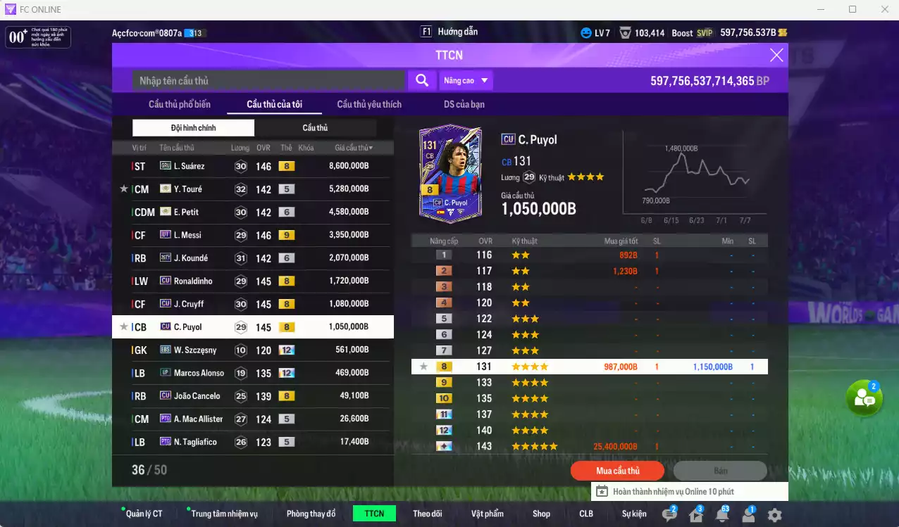 Ảnh Barcelona 29.517.600b có Suárez GRU, Touré ITM, Petit ITM+6, Messi UT+9, Koundé 26TY+6, Ronaldinho CU, Cruyff CU, Puyol CU... Full miniface, còn nhiều CP GIẢM THUẾ. HLV Xịn, đã full đào tạo chỉ số cầu thủ