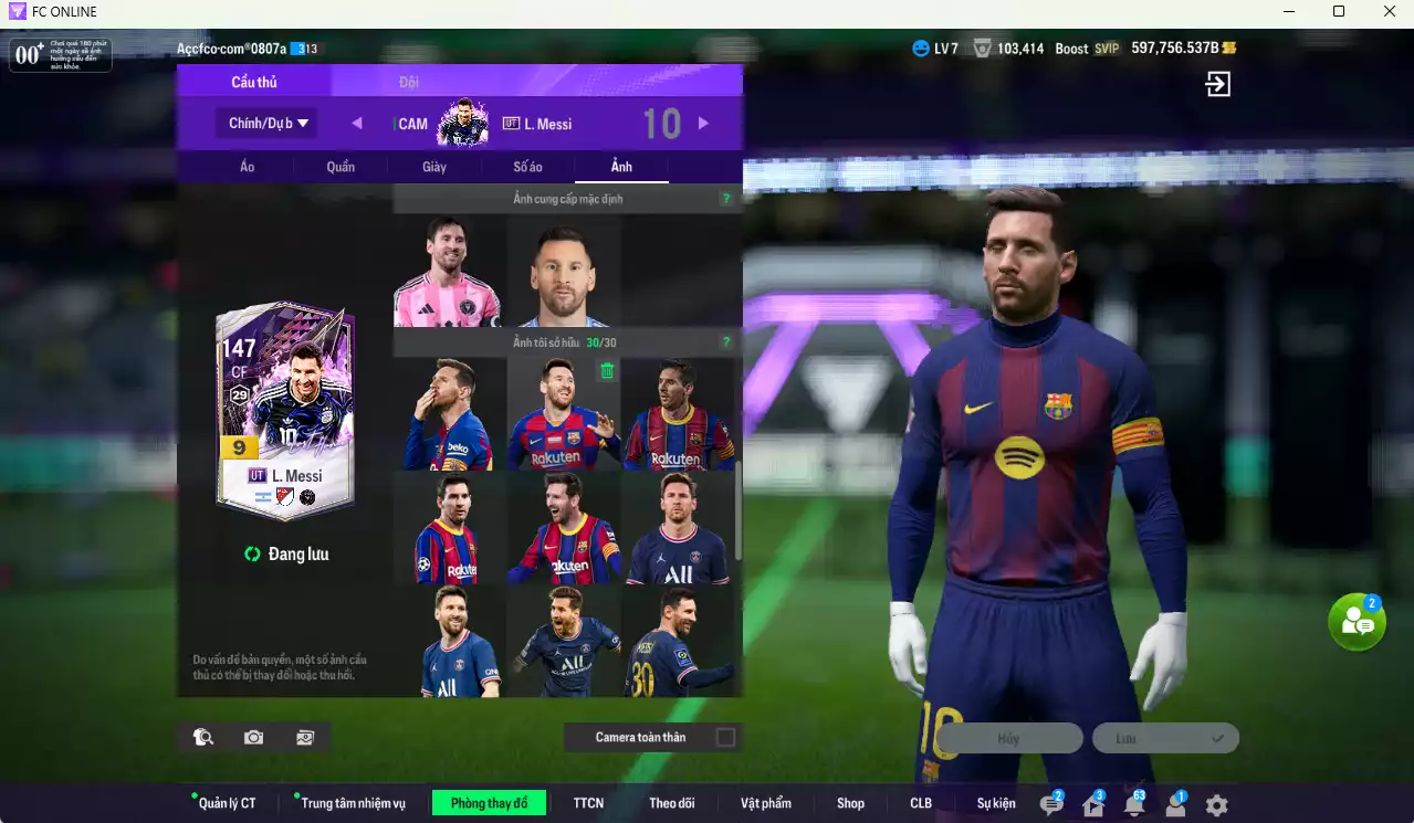 Ảnh Barcelona 29.517.600b có Suárez GRU, Touré ITM, Petit ITM+6, Messi UT+9, Koundé 26TY+6, Ronaldinho CU, Cruyff CU, Puyol CU... Full miniface, còn nhiều CP GIẢM THUẾ. HLV Xịn, đã full đào tạo chỉ số cầu thủ