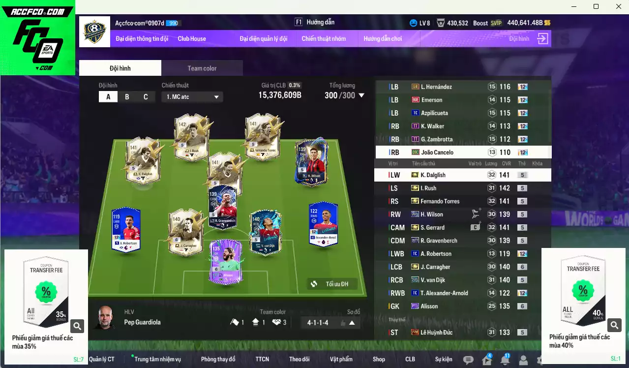 Liverpool 15.376.600b (Team phụ VN PRM có Quang Hải IP+5) có Torres ITM, Rush ITM, Gerrard ITM, Dalglish ITM, Carragher ITM+6...  Full miniface, còn nhiều SVIP. HLV Siêu Xịn, đã đào tạo full chỉ số cầu thủ