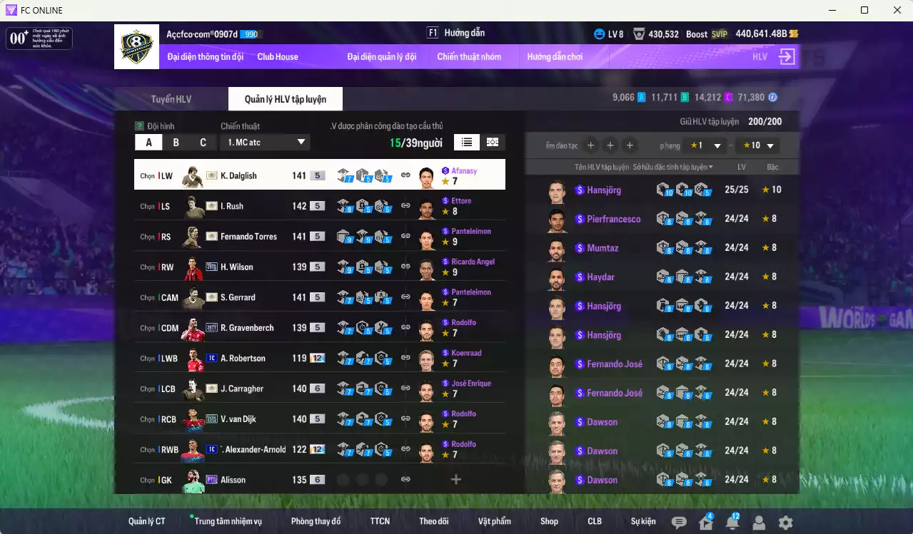 Ảnh Liverpool 15.376.600b (Team phụ VN PRM có Quang Hải IP+5) có Torres ITM, Rush ITM, Gerrard ITM, Dalglish ITM, Carragher ITM+6...  Full miniface, còn nhiều SVIP. HLV Siêu Xịn, đã đào tạo full chỉ số cầu thủ