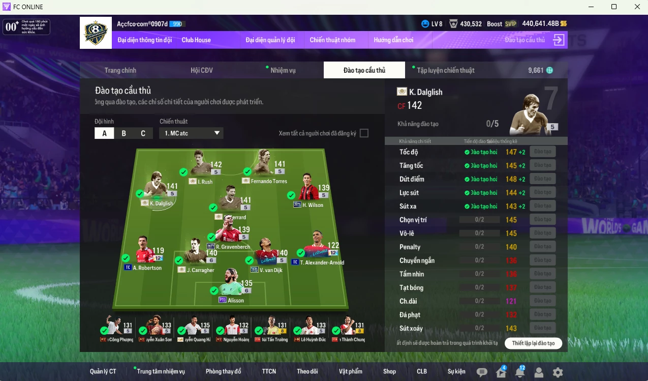 Ảnh Liverpool 15.376.600b (Team phụ VN PRM có Quang Hải IP+5) có Torres ITM, Rush ITM, Gerrard ITM, Dalglish ITM, Carragher ITM+6...  Full miniface, còn nhiều SVIP. HLV Siêu Xịn, đã đào tạo full chỉ số cầu thủ