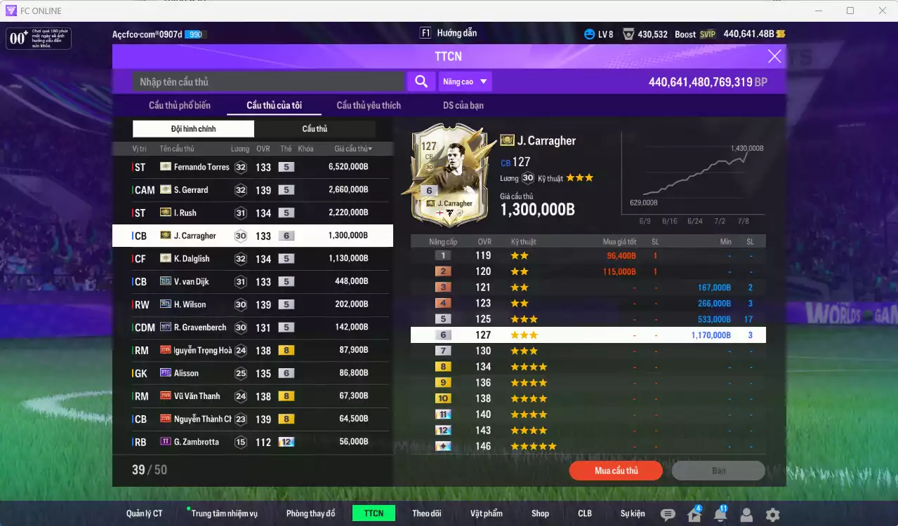 Ảnh Liverpool 15.376.600b (Team phụ VN PRM có Quang Hải IP+5) có Torres ITM, Rush ITM, Gerrard ITM, Dalglish ITM, Carragher ITM+6...  Full miniface, còn nhiều SVIP. HLV Siêu Xịn, đã đào tạo full chỉ số cầu thủ
