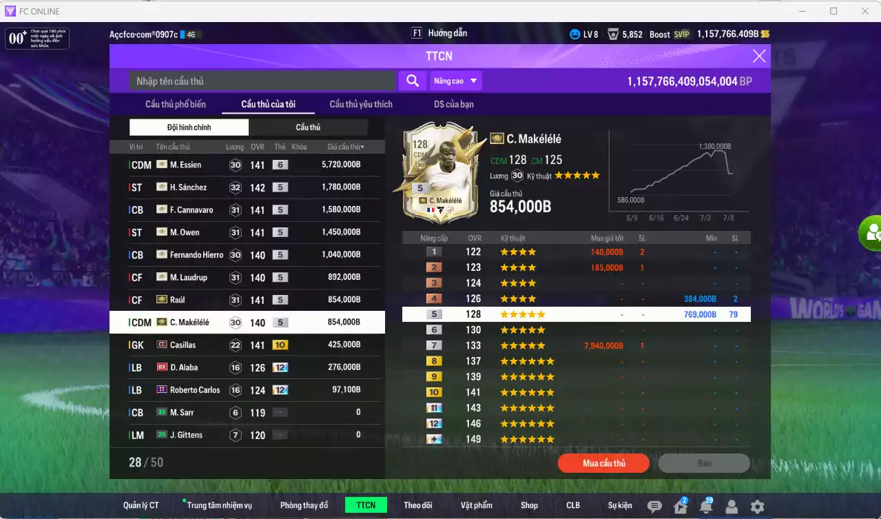 Ảnh Real Madrid mùa ITM+5 14.968.100b dư 1tr1b có Essien ITM+6, H. Sánchez ITM, Cannavaro ITM, Owen ITM, Hierro ITM, M. Laudrup ITM, Raúl ITM, Makélélé ITM...