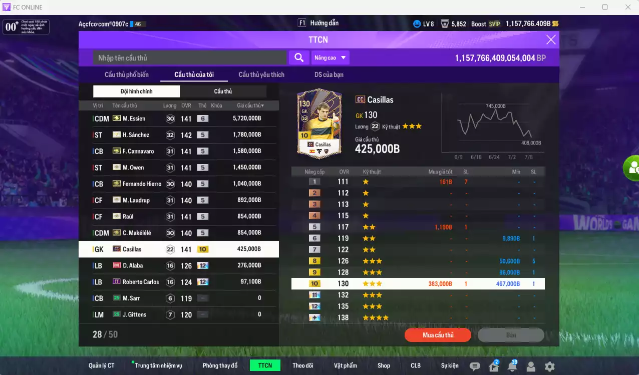 Ảnh Real Madrid mùa ITM+5 14.968.100b dư 1tr1b có Essien ITM+6, H. Sánchez ITM, Cannavaro ITM, Owen ITM, Hierro ITM, M. Laudrup ITM, Raúl ITM, Makélélé ITM...
