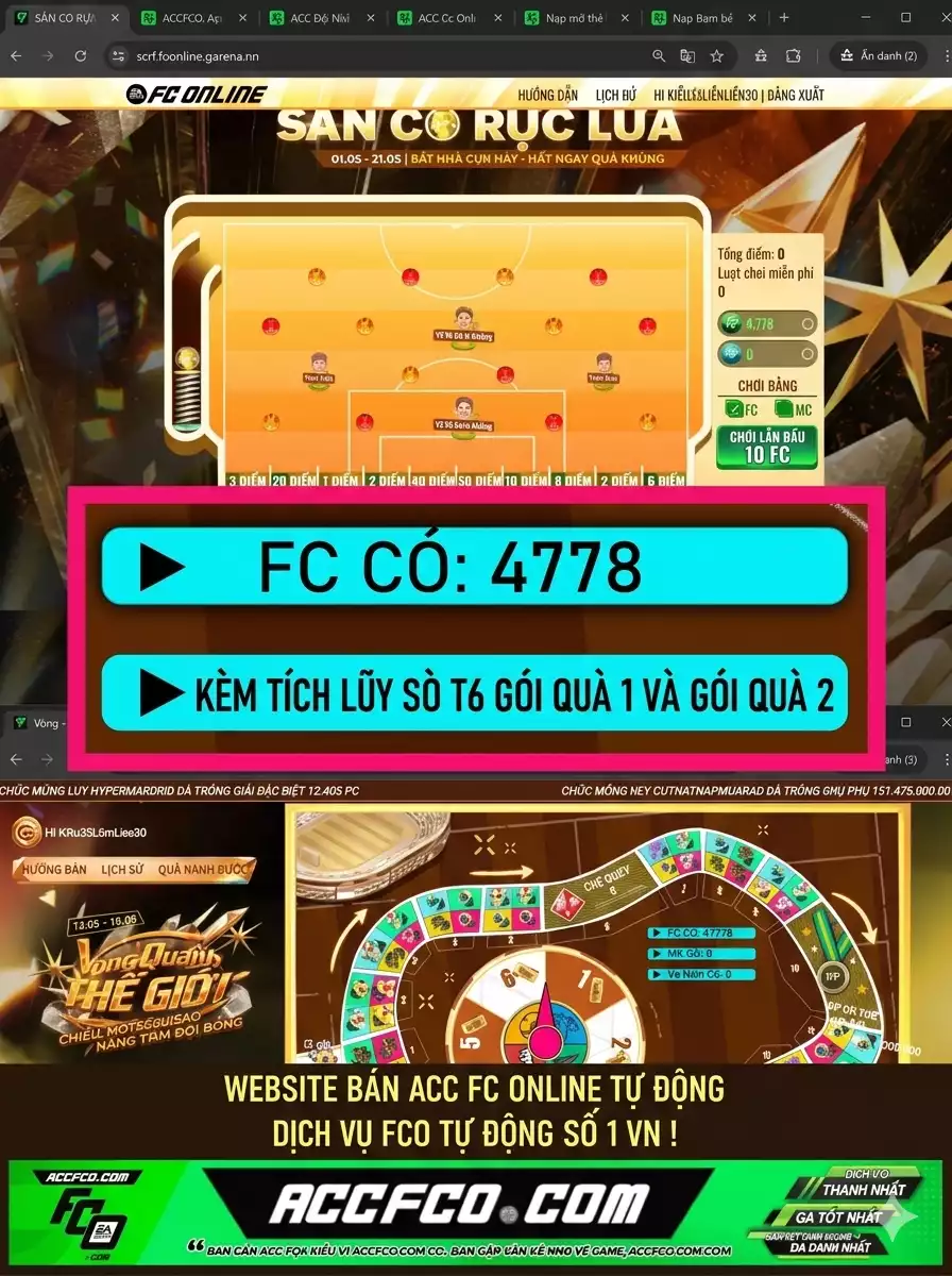 [CTV] ACC chứa 4778 FC trắng thông tin, 🎁 Quà gói 1 và 2 tháng 6