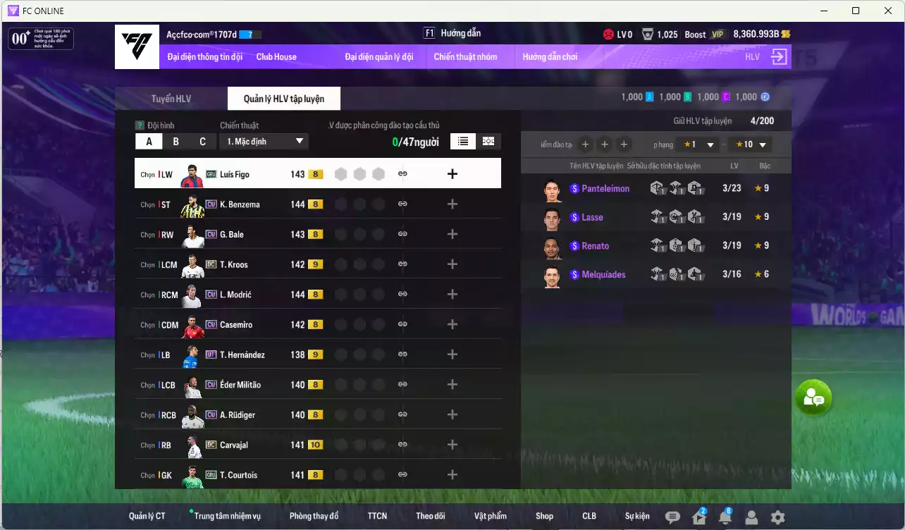 Ảnh Real Madrid 15.113.250b có Benzema CU, Beckham CU, Carlos JNM+10, Ronaldo UT, Bale CU, Carvajal DC+10, Rudiger CU, Modric CU, Bellingham CU, Casemiro CU...