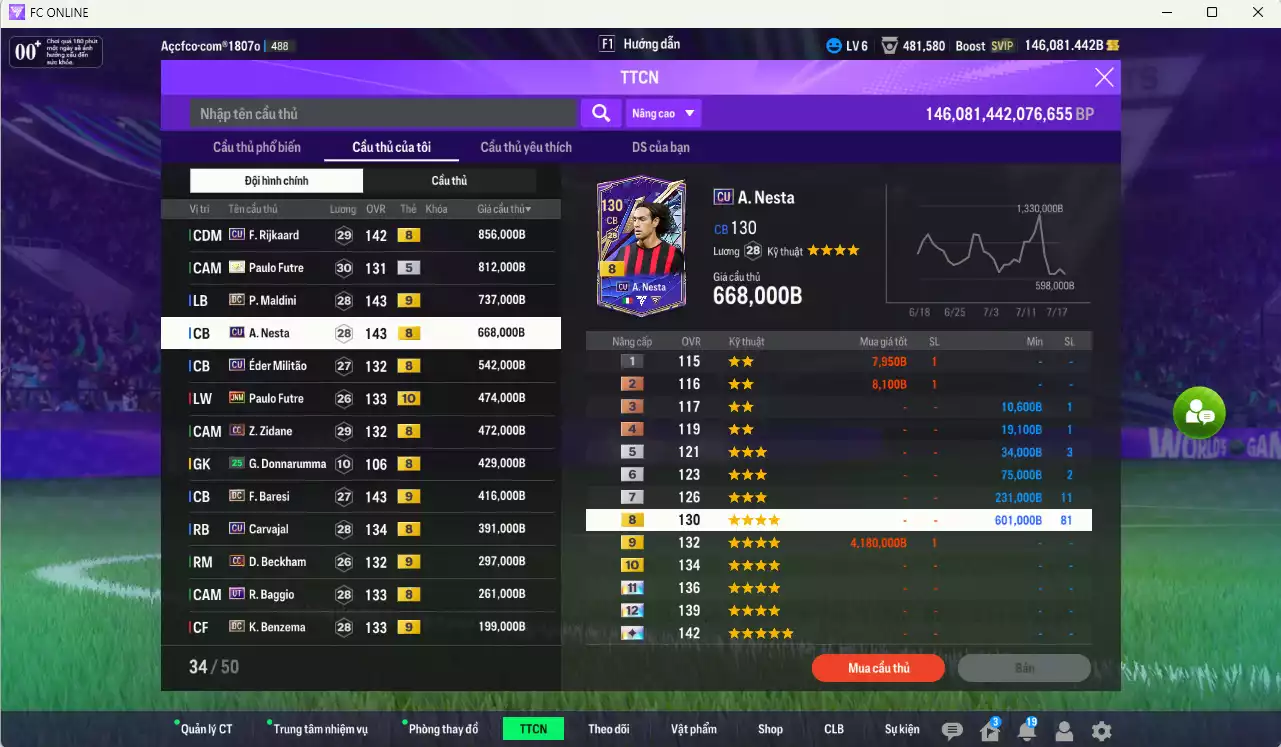 Ảnh AC Milan 39.534.800b có Torres ITM+6, Crespo ITM+6, Kaká CU, Pirlo DC+10, Ronaldinho JNM+9, Cafu ITM, Rijkaard CU, Maldini DC+9, Nesta CU, Futre JNM+10... Full miniface, còn CP GIẢM THUẾ. HLV Siêu Xịn, đã full đào tạo chiến thuật