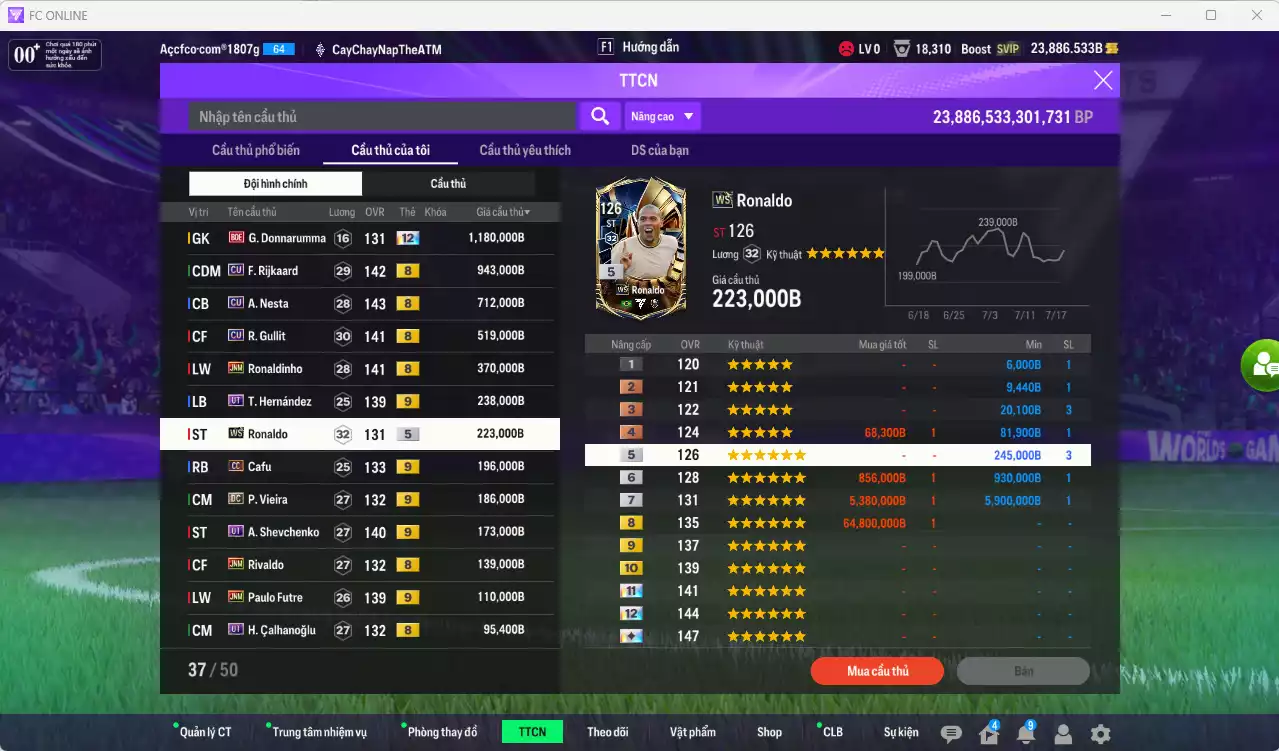 Ảnh AC Milan 13.380.410b có Pirlo ITM, Zambrotta ITM+6, Maldini CU, Donnarumma BOE, Rijkaard CU, Nesta CU, Gullit CU... Còn nhiều CP GIẢM THUẾ. HLV tạm, đã full đào tạo chiến thuật