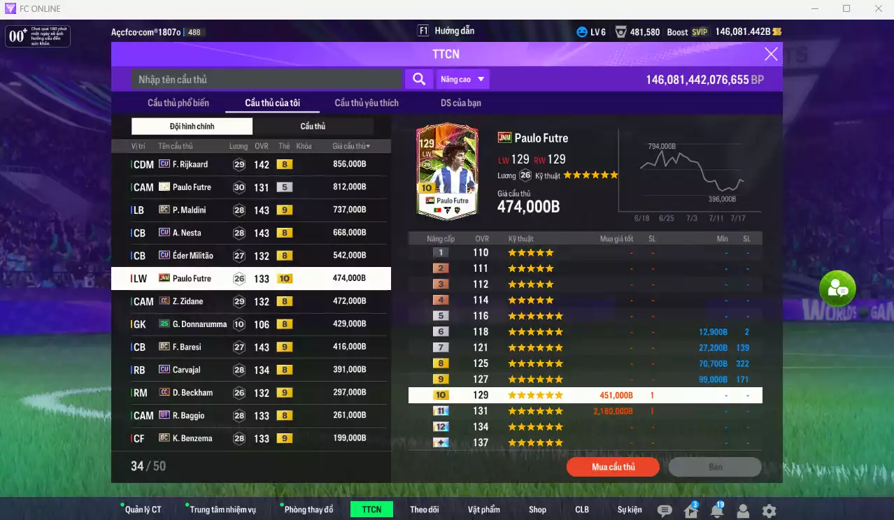 Ảnh AC Milan 39.534.800b có Torres ITM+6, Crespo ITM+6, Kaká CU, Pirlo DC+10, Ronaldinho JNM+9, Cafu ITM, Rijkaard CU, Maldini DC+9, Nesta CU, Futre JNM+10... Full miniface, còn CP GIẢM THUẾ. HLV Siêu Xịn, đã full đào tạo chiến thuật