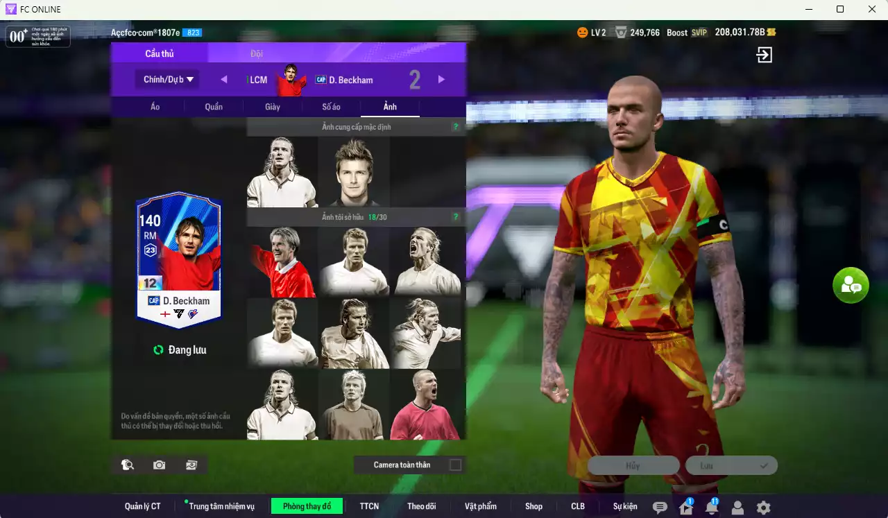 Ảnh [ACC Hiếm] Full mùa CAP+12 18.489.800b có Beckham, Park, Vieira, Eusébio, Aubameyang, Cantona, Nesta, H. Son, Lloris... CAP+12 vs Quang Hải IP. Full miniface, còn nhiều CP GIẢM THUẾ. HLV Xịn, đã full đào tạo chiến thuật vs chỉ số cầu thủ
