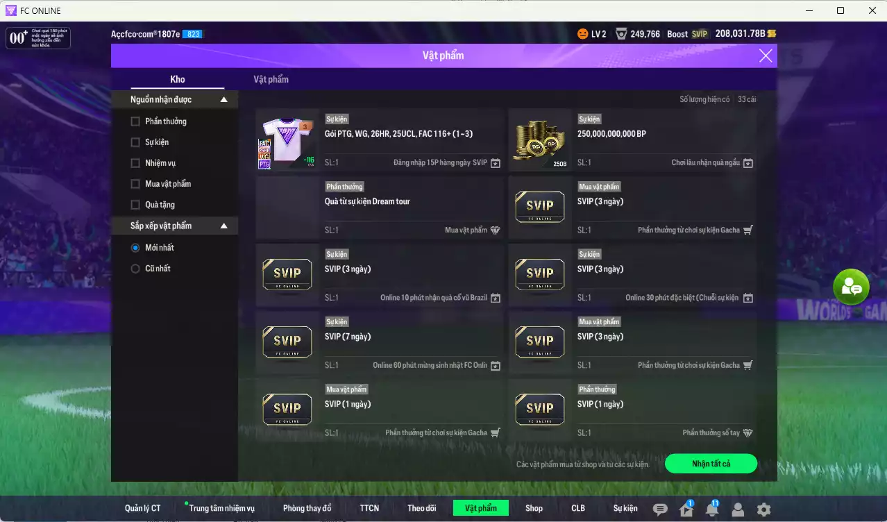 Ảnh [ACC Hiếm] Full mùa CAP+12 18.489.800b có Beckham, Park, Vieira, Eusébio, Aubameyang, Cantona, Nesta, H. Son, Lloris... CAP+12 vs Quang Hải IP. Full miniface, còn nhiều CP GIẢM THUẾ. HLV Xịn, đã full đào tạo chiến thuật vs chỉ số cầu thủ
