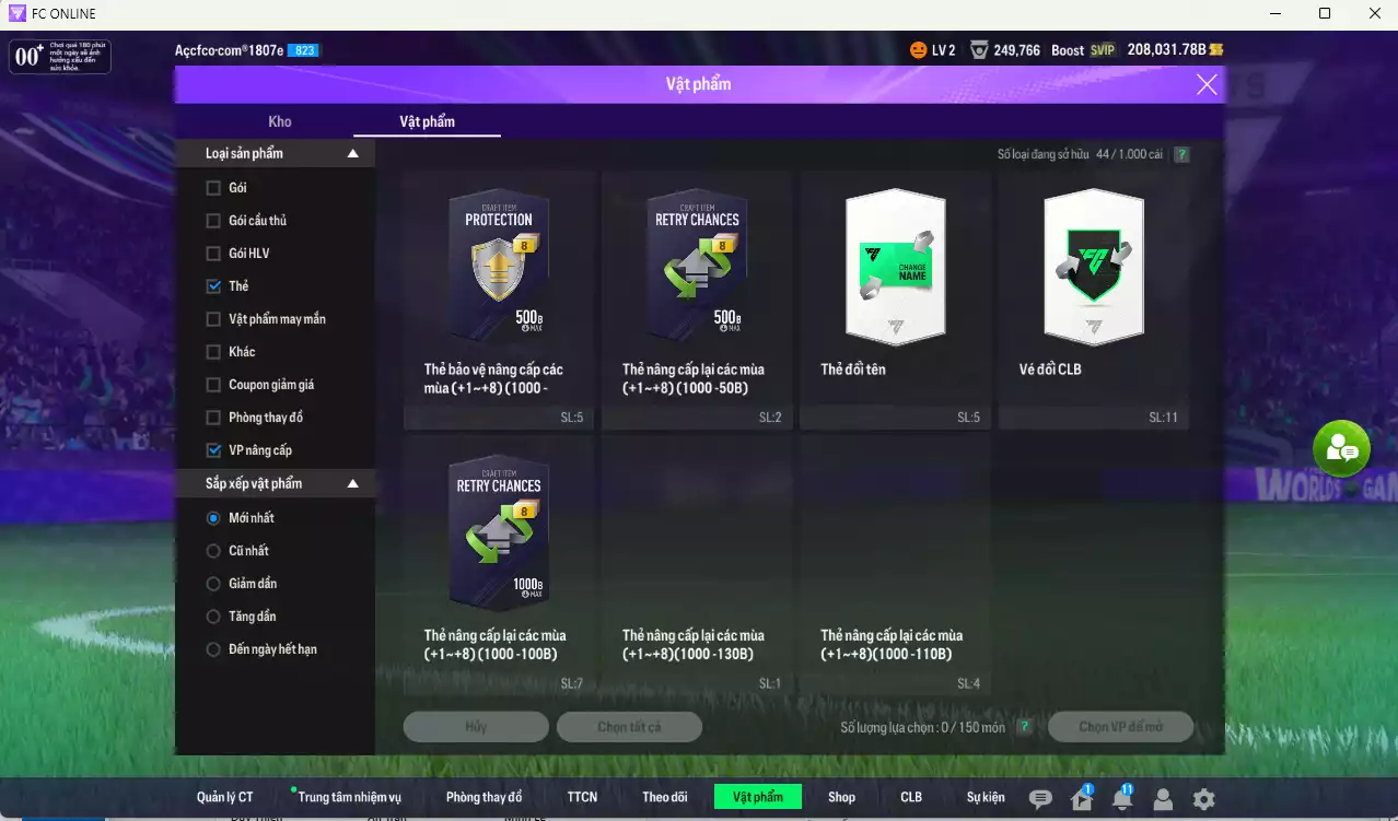 Ảnh [ACC Hiếm] Full mùa CAP+12 18.489.800b có Beckham, Park, Vieira, Eusébio, Aubameyang, Cantona, Nesta, H. Son, Lloris... CAP+12 vs Quang Hải IP. Full miniface, còn nhiều CP GIẢM THUẾ. HLV Xịn, đã full đào tạo chiến thuật vs chỉ số cầu thủ