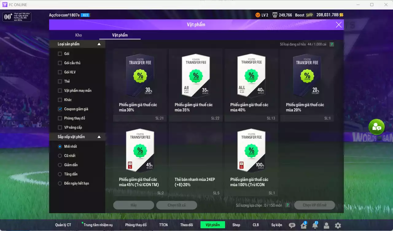 Ảnh [ACC Hiếm] Full mùa CAP+12 18.489.800b có Beckham, Park, Vieira, Eusébio, Aubameyang, Cantona, Nesta, H. Son, Lloris... CAP+12 vs Quang Hải IP. Full miniface, còn nhiều CP GIẢM THUẾ. HLV Xịn, đã full đào tạo chiến thuật vs chỉ số cầu thủ