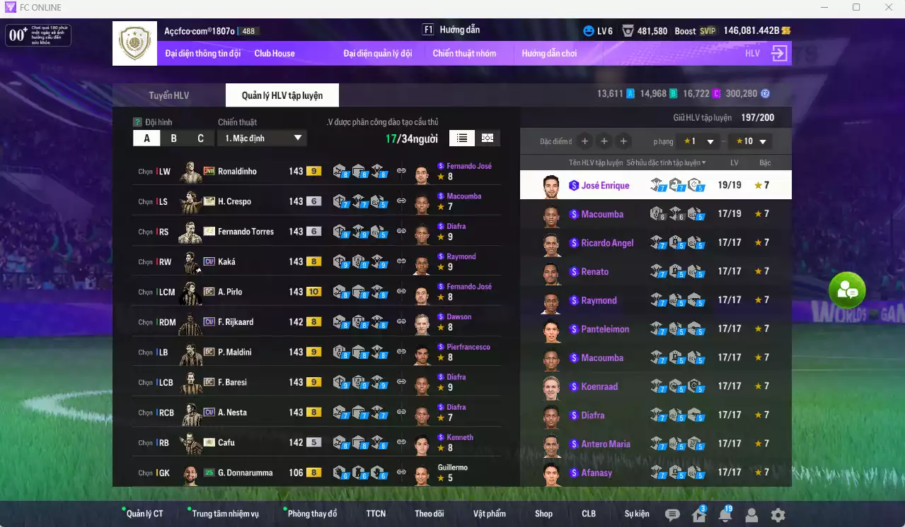 Ảnh AC Milan 39.534.800b có Torres ITM+6, Crespo ITM+6, Kaká CU, Pirlo DC+10, Ronaldinho JNM+9, Cafu ITM, Rijkaard CU, Maldini DC+9, Nesta CU, Futre JNM+10... Full miniface, còn CP GIẢM THUẾ. HLV Siêu Xịn, đã full đào tạo chiến thuật