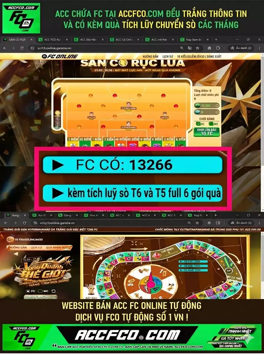 [CTV] ACC chứa 13266 FC trắng thông tin, Full quà Chuyển Sò tháng 5 và Tháng 6 gồm 6 gói quà có Miniface