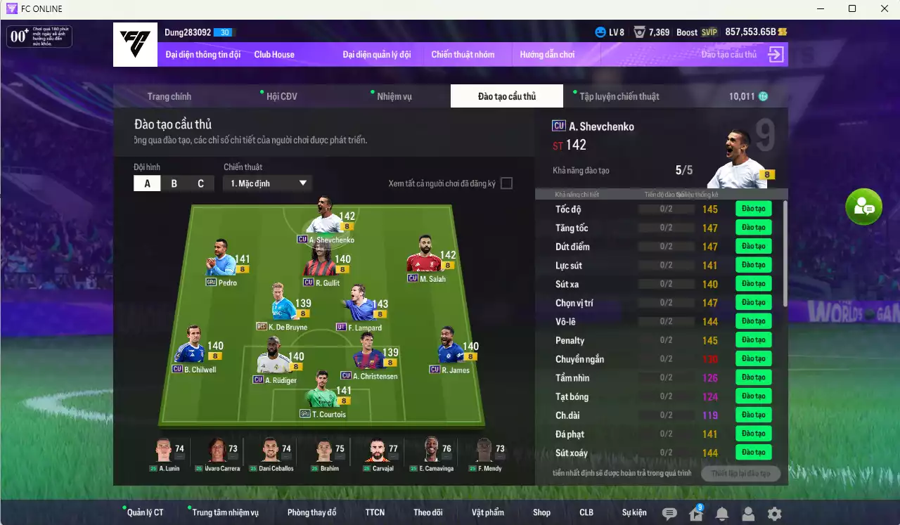 Ảnh Chelsea 4.886.500b có Sheva CU, Rudiger CU, Gullit CU, K. De Bruyne BDO, Lampard UT, Pedro GRU...