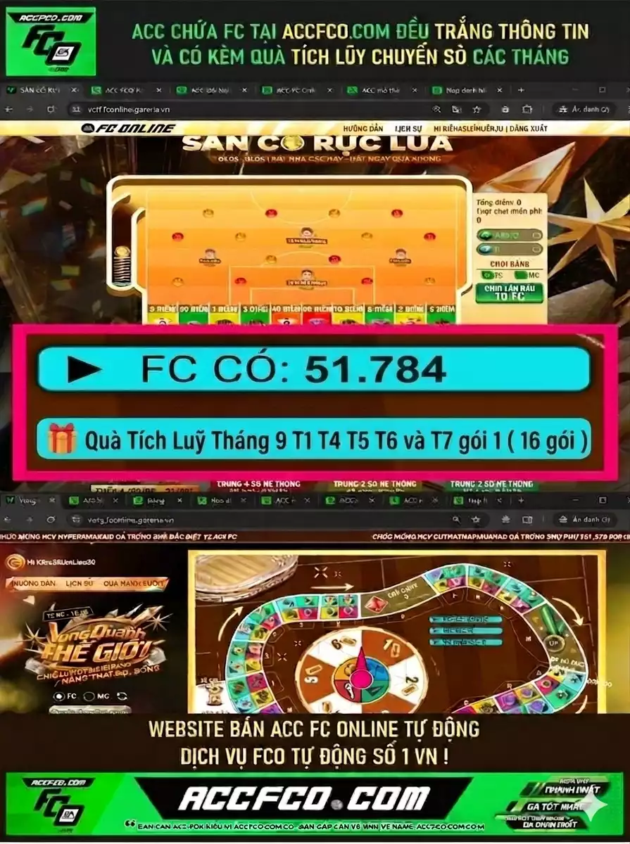 [CTV] ACC chứa 51.784 FC trắng thông tin, Quà 🎁 Tích Luỹ Tháng 9 T1 T4 T5 T6 và T7 gói 1 ( 16 gói )
