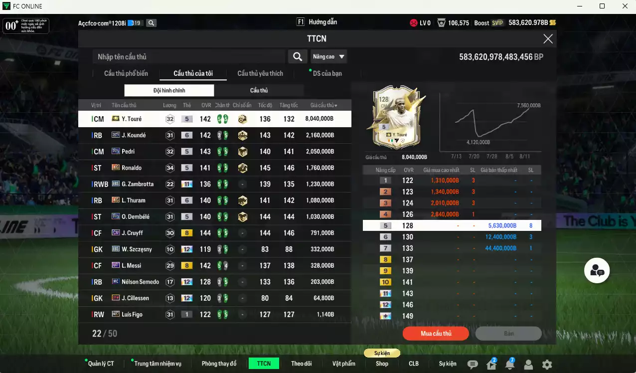 Ảnh Barcelona 19.097.590b có Touré ITM, Koundé 26TY+6, Pedri 26TS, Ronaldo WG, Zambrotta EBS+11, L. Thuram WG+6, O. Dembélé 26TS, Cruyff CU... Full miniface. HLV Xịn, đã full đào tạo chiến thuật