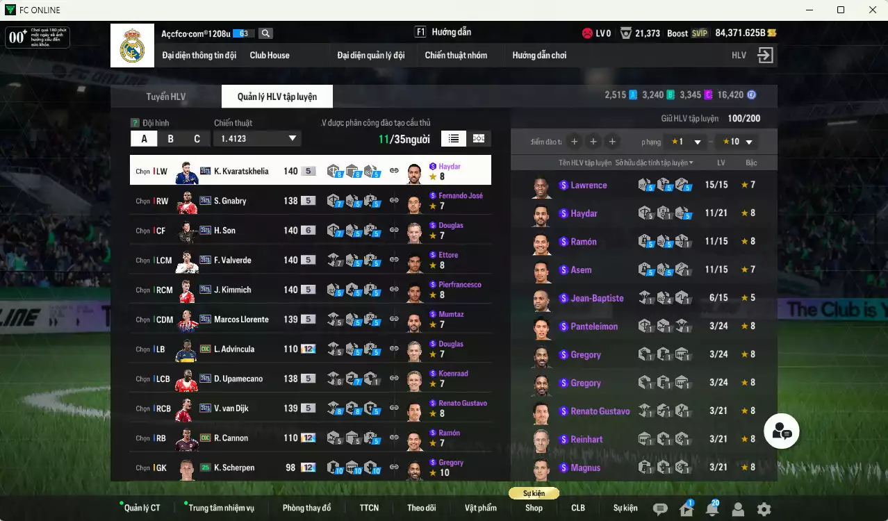 Ảnh Full mùa 26TS 6.916.900b có Valverde, H. Son+6, Kvaratskhelia, Kimmich, Van Dijk, Upamecano, Gnabry, Llorente... 25TS. HLV Xịn