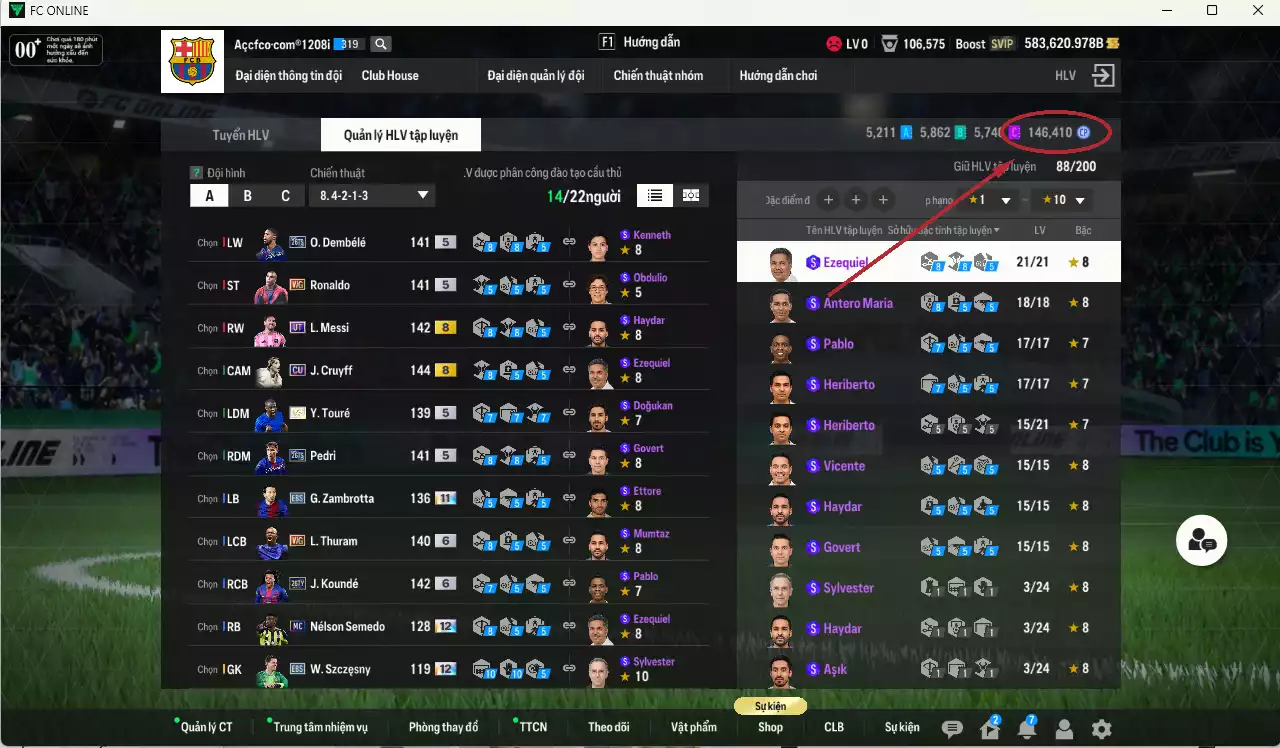Ảnh Barcelona 19.097.590b có Touré ITM, Koundé 26TY+6, Pedri 26TS, Ronaldo WG, Zambrotta EBS+11, L. Thuram WG+6, O. Dembélé 26TS, Cruyff CU... Full miniface. HLV Xịn, đã full đào tạo chiến thuật