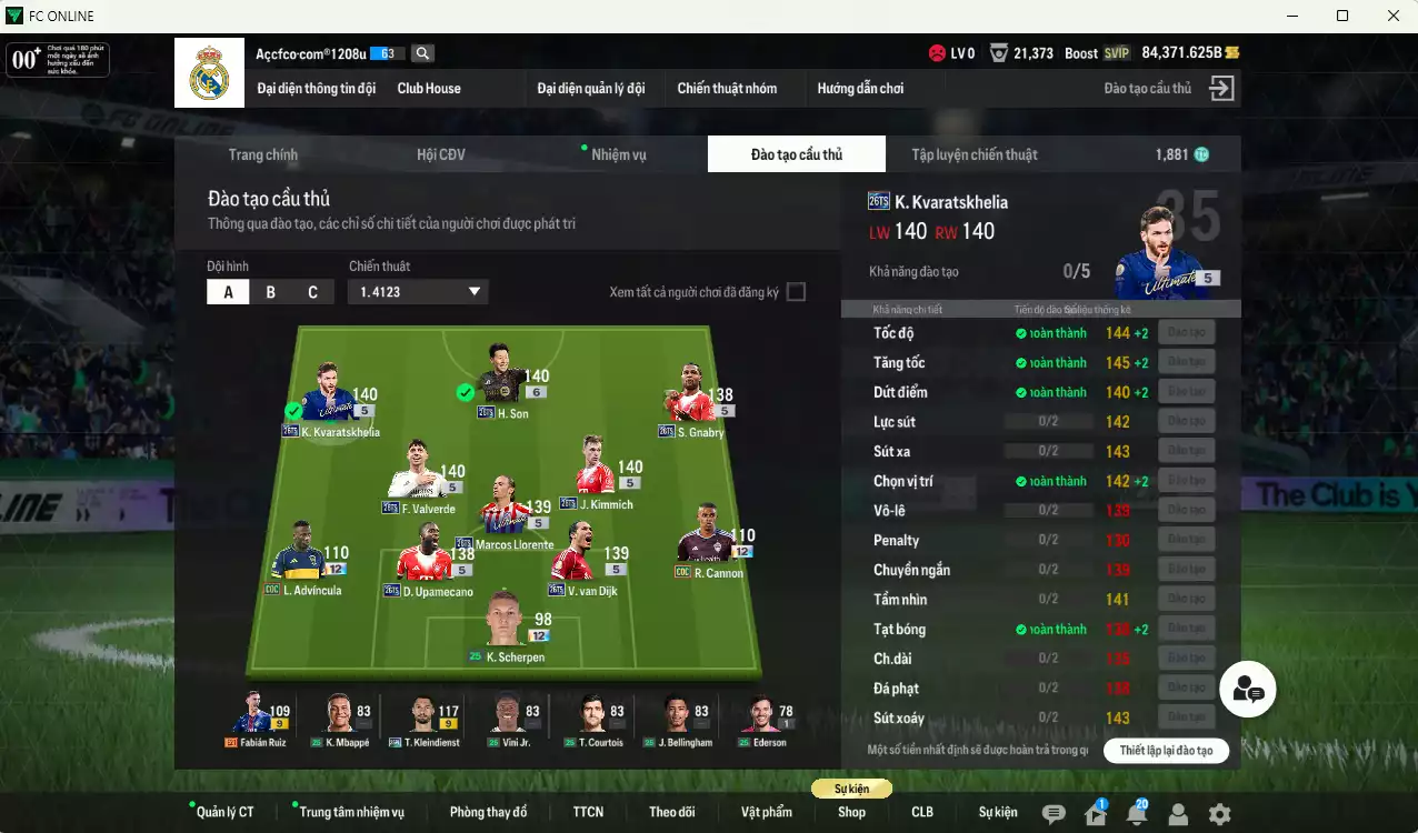 Ảnh Full mùa 26TS 6.916.900b có Valverde, H. Son+6, Kvaratskhelia, Kimmich, Van Dijk, Upamecano, Gnabry, Llorente... 25TS. HLV Xịn