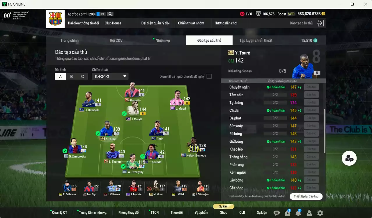 Ảnh Barcelona 19.097.590b có Touré ITM, Koundé 26TY+6, Pedri 26TS, Ronaldo WG, Zambrotta EBS+11, L. Thuram WG+6, O. Dembélé 26TS, Cruyff CU... Full miniface. HLV Xịn, đã full đào tạo chiến thuật