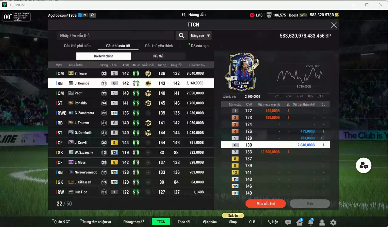 Ảnh Barcelona 19.097.590b có Touré ITM, Koundé 26TY+6, Pedri 26TS, Ronaldo WG, Zambrotta EBS+11, L. Thuram WG+6, O. Dembélé 26TS, Cruyff CU... Full miniface. HLV Xịn, đã full đào tạo chiến thuật