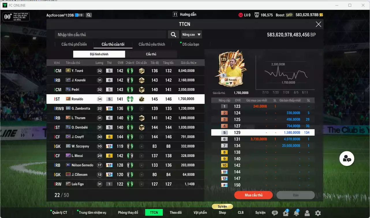 Ảnh Barcelona 19.097.590b có Touré ITM, Koundé 26TY+6, Pedri 26TS, Ronaldo WG, Zambrotta EBS+11, L. Thuram WG+6, O. Dembélé 26TS, Cruyff CU... Full miniface. HLV Xịn, đã full đào tạo chiến thuật