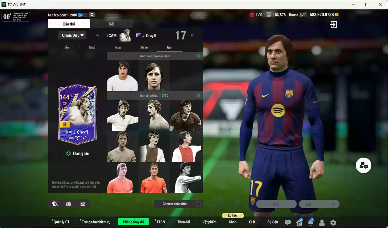 Ảnh Barcelona 19.097.590b có Touré ITM, Koundé 26TY+6, Pedri 26TS, Ronaldo WG, Zambrotta EBS+11, L. Thuram WG+6, O. Dembélé 26TS, Cruyff CU... Full miniface. HLV Xịn, đã full đào tạo chiến thuật