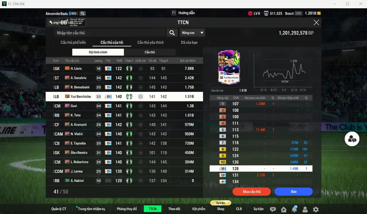 Ảnh Full mùa 23HW+11 (gắn được CSAV) 19.696b dư 1.2b có Sanabria, Bensebaini, Yuri Berchiche, Gavi, Tete, Kramaric, Vlasic.. 23HW+11, Full miniface. HLV Xịn
