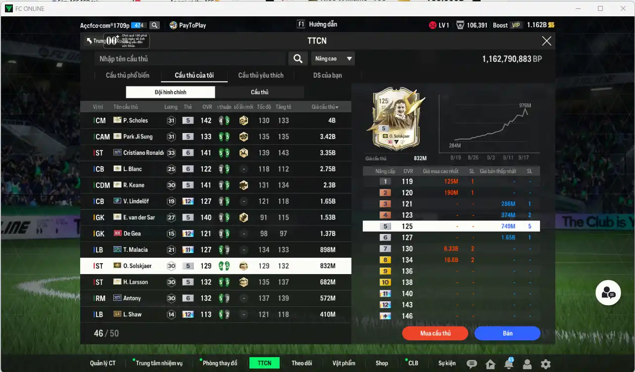 Ảnh Man Utd. 27.092b dư 1.1b có Scholes ITM, CR7 26TY+6, Park ITM, Keane ITM, VDS ITM, Malacia SPL+11, Ole ITM, Larrson ITM, De Gea BOE+12... Full miniface, nhiều CP GIẢM THUẾ. HLV Xịn, đã đào tạo full cs nhiều cầu thủ