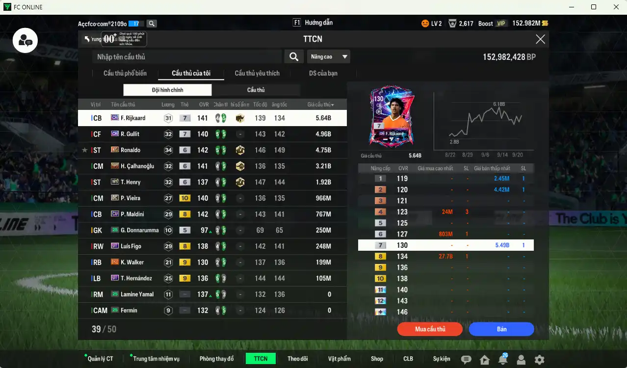 Ảnh AC Milan 23,015b có Rijkaard CH+7, Gullit CH+7, Ronaldo WG+6, Calhanoglu SPL+6, Henry WS+6, Vieira DC+10, Maldini CU... Full miniface, còn nhiều thẻ GIẢM THUẾ.