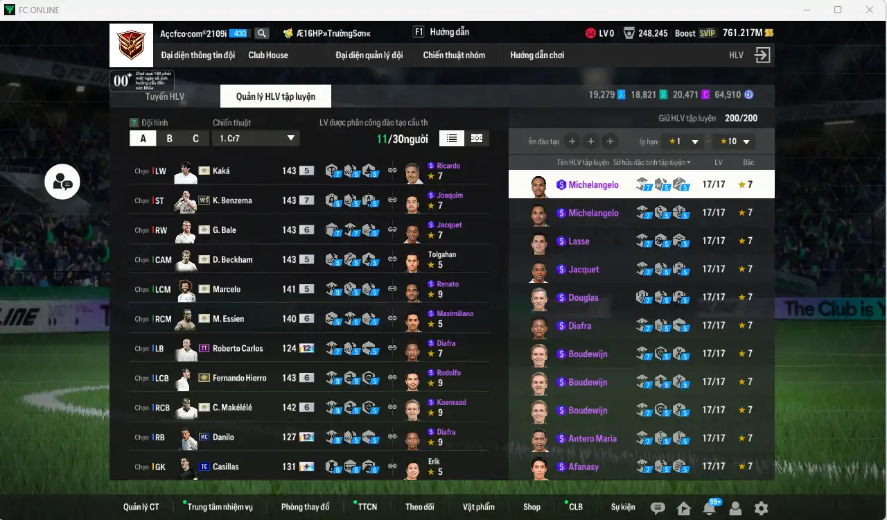 Ảnh Real Madrid 107.42b có Beckham ITM, Kaká ITM,  Bale ITM+6, Essien ITM+6, Marcelo ITM, Hierro ITM+6, Benzema WS+7, Makélélé ITM+6... Full miniface, còn thẻ  GIẢM THUẾ. HLV Xịn, gần full đào tạo chiến thuật vs chỉ số cầu thủ